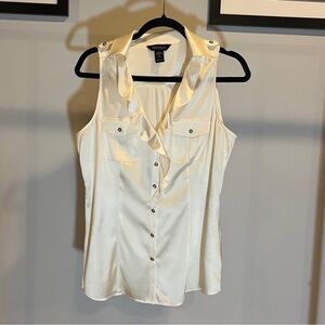 White House Black Market Silk Top with ruffle details